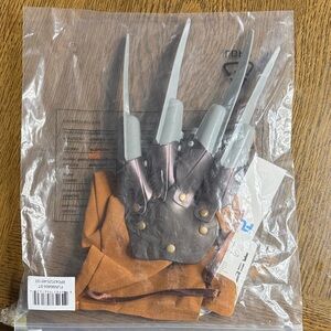 Brown Leather Freddy Krueger Style Claw Glove with Silver Blades